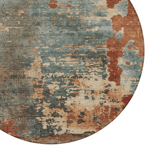 Homeroots 3' X 5' Abstract Washable Indoor Outdoor Area Rug For Stylish Home And Patio Décor Solutions Seafoam Polyester 618234