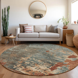 Homeroots 3' X 5' Abstract Washable Indoor Outdoor Area Rug For Stylish Home And Patio Décor Solutions Seafoam Polyester 618234