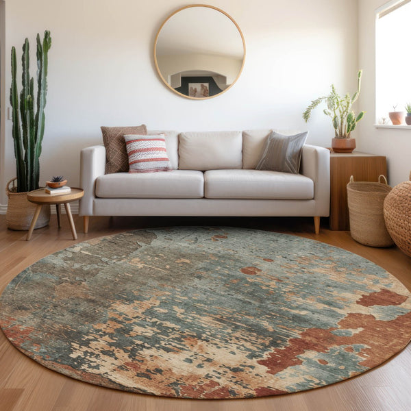 Homeroots 3' X 5' Abstract Washable Indoor Outdoor Area Rug For Stylish Home And Patio Décor Solutions Seafoam Polyester 618234