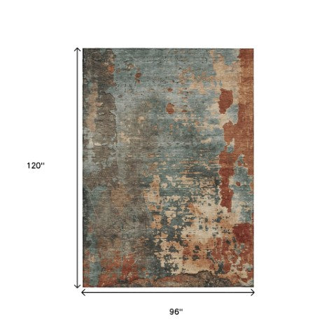 Homeroots 3' X 5' Abstract Washable Indoor Outdoor Area Rug For Stylish Home And Patio Décor Solutions Seafoam Polyester 618235