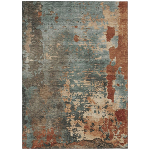 HomeRoots 5' Abstract Area Rug in Pale Aqua, Copper & Beige - Stylish, Washable, Indoor/Outdoor Versatility 9' X 12' 618236