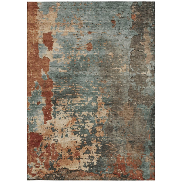 Homeroots 3' X 5' Abstract Washable Indoor Outdoor Area Rug For Stylish Home And Patio Décor Solutions Seafoam Polyester 618237