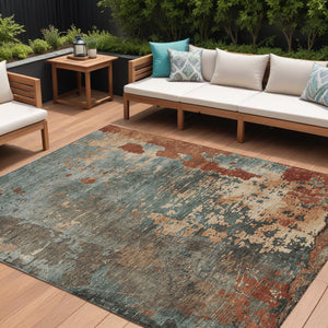 Homeroots 3' X 5' Abstract Washable Indoor Outdoor Area Rug For Stylish Home And Patio Décor Solutions Seafoam Polyester 618237