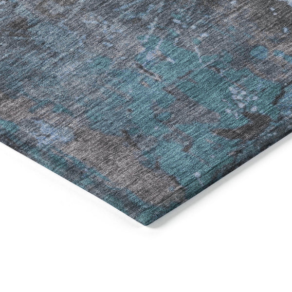Homeroots 3' X 5' Abstract Washable Indoor Outdoor Area Rug For Stylish Home And Patio Décor Solutions Teal Polyester 618238
