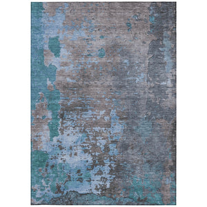 Homeroots 3' X 5' Abstract Washable Indoor Outdoor Area Rug For Stylish Home And Patio Décor Solutions Teal Polyester 618239