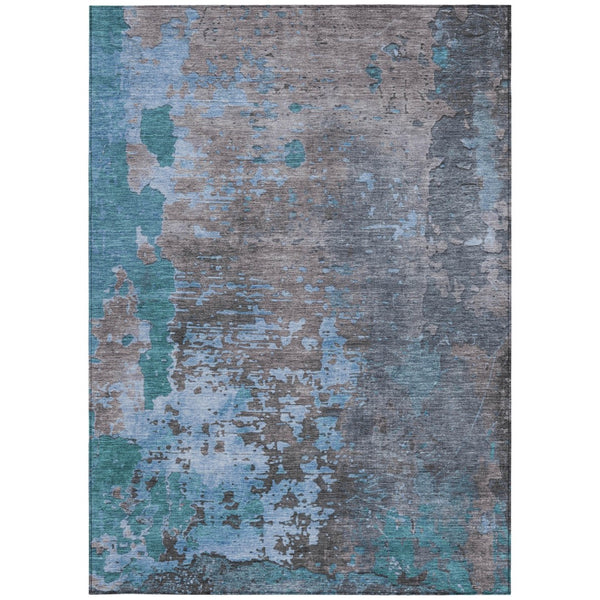 Homeroots 3' X 5' Abstract Washable Indoor Outdoor Area Rug For Stylish Home And Patio Décor Solutions Teal Polyester 618239