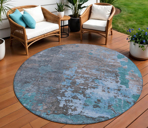 Homeroots 3' X 5' Abstract Washable Indoor Outdoor Area Rug For Stylish Home And Patio Décor Solutions Teal Polyester 618240