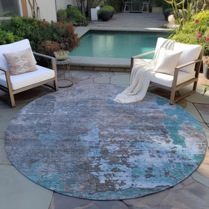 Homeroots 3' X 5' Abstract Washable Indoor Outdoor Area Rug For Stylish Home And Patio Décor Solutions Teal Polyester 618240