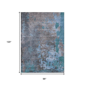 Homeroots 3' X 5' Abstract Washable Indoor Outdoor Area Rug For Stylish Home And Patio Décor Solutions Teal Polyester 618241