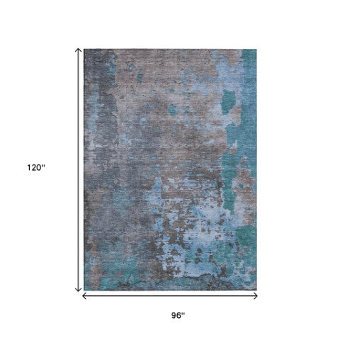 Homeroots 3' X 5' Abstract Washable Indoor Outdoor Area Rug For Stylish Home And Patio Décor Solutions Teal Polyester 618241