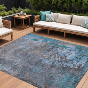 Homeroots 3' X 5' Abstract Washable Indoor Outdoor Area Rug For Stylish Home And Patio Décor Solutions Teal Polyester 618241
