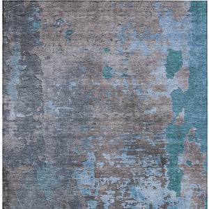 Homeroots 3' X 5' Abstract Washable Indoor Outdoor Area Rug For Stylish Home And Patio Décor Solutions Teal Polyester 618241