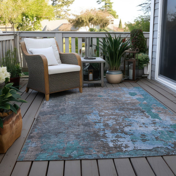 Homeroots 3' X 5' Abstract Washable Indoor Outdoor Area Rug For Stylish Home And Patio Décor Solutions Teal Polyester 618242