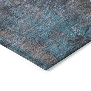 Homeroots 3' X 5' Abstract Washable Indoor Outdoor Area Rug For Stylish Home And Patio Décor Solutions Teal Polyester 618243