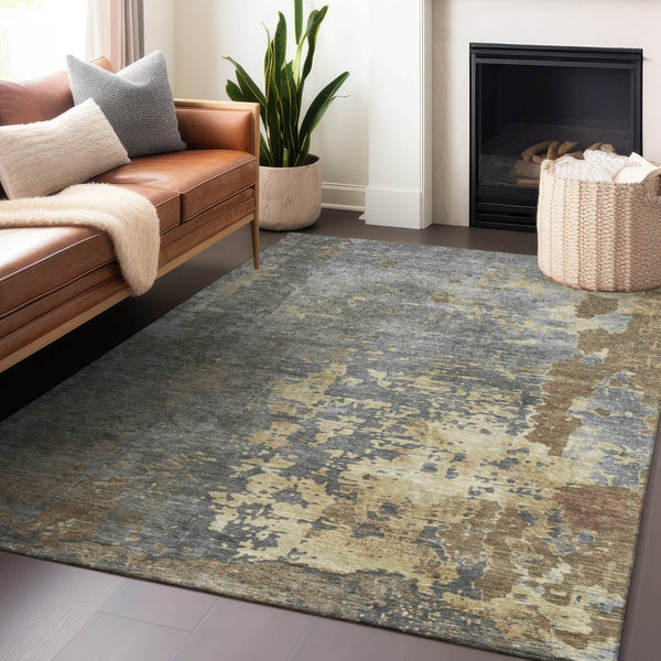 Homeroots 3' X 5' Abstract Washable Indoor Outdoor Area Rug For Stylish Home And Patio Décor Solutions Taupe Polyester 618245