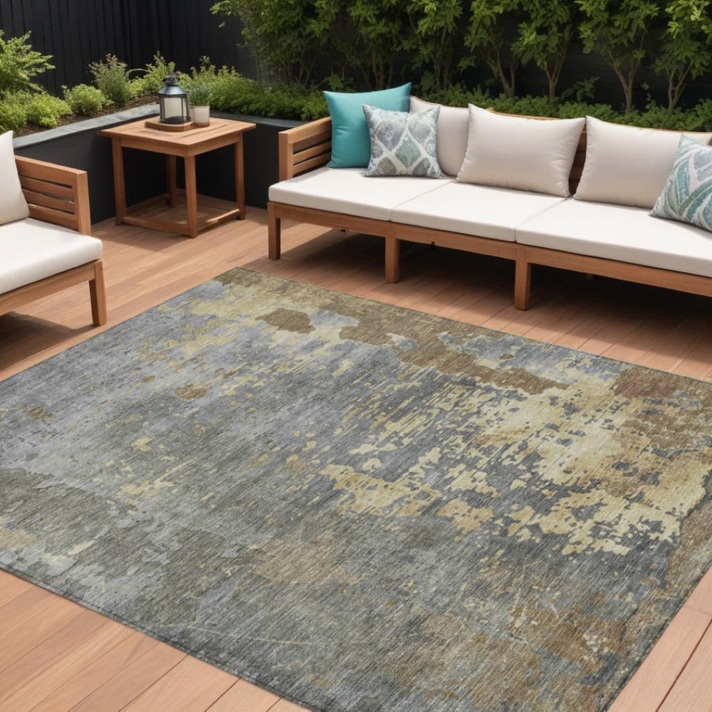 HomeRoots 9' X 12' Abstract Taupe Gray & Beige Washable Area Rug - Stylish, Durable, Indoor/Outdoor Essential! 618248