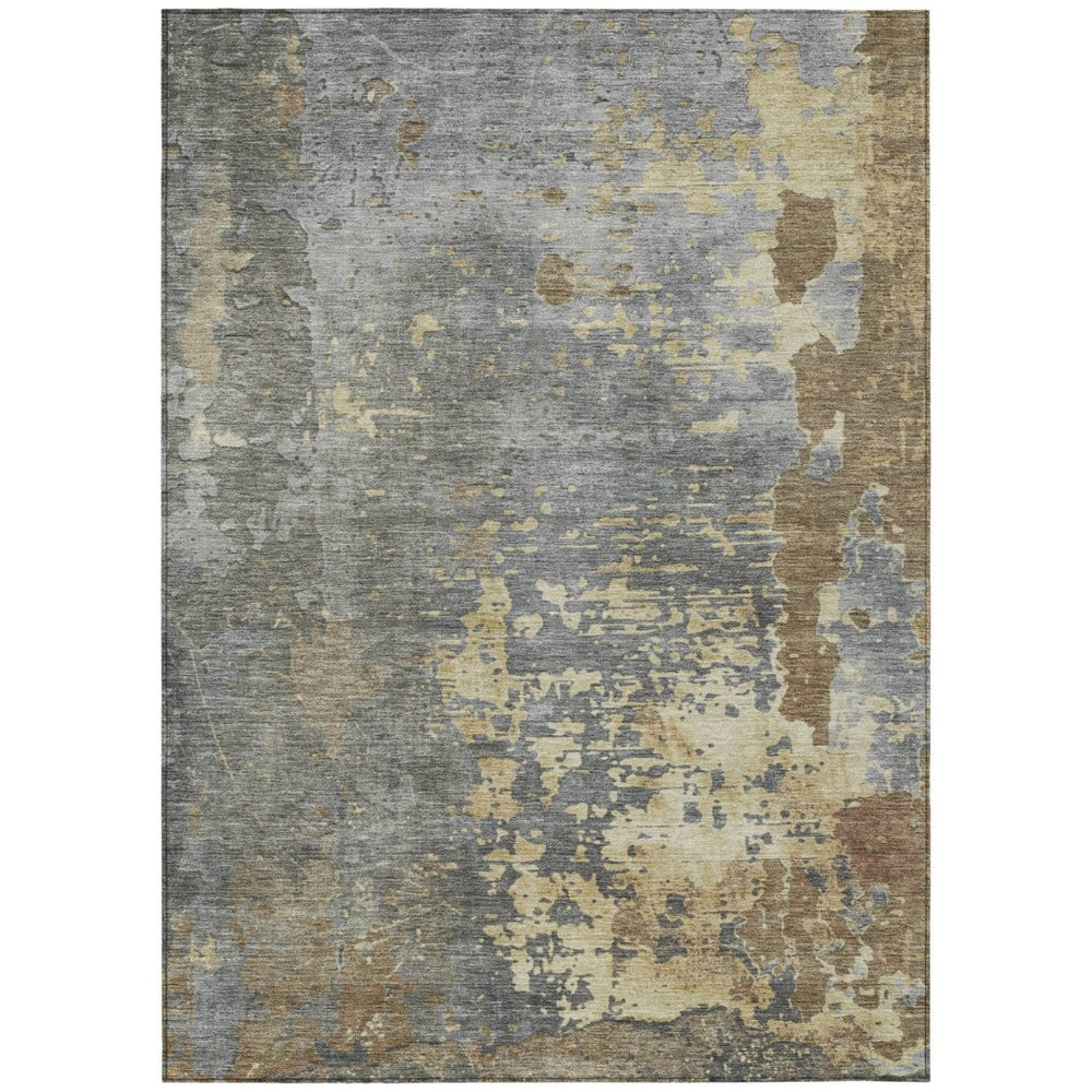 HomeRoots 9' X 12' Abstract Taupe Gray & Beige Washable Area Rug - Stylish, Durable, Indoor/Outdoor Essential! 618248
