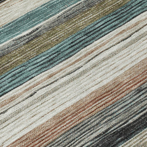 HomeRoots 5' Stylish Beige Gold & Brown Striped Washable Area Rug for Indoor & Outdoor Spaces, Durable Design 8' Round 618252
