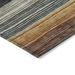 HomeRoots 5' Stylish Beige Gold & Brown Striped Washable Area Rug for Indoor & Outdoor Spaces, Durable Design 8' X 10' 618253