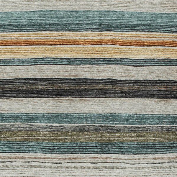 HomeRoots 5' Stylish Beige Gold & Brown Striped Washable Area Rug for Indoor & Outdoor Spaces, Durable Design 9' X 12' 618254