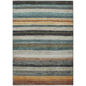 HomeRoots 5' Stylish Beige Gold & Brown Striped Washable Area Rug for Indoor & Outdoor Spaces, Durable Design 10' X 14' 618255