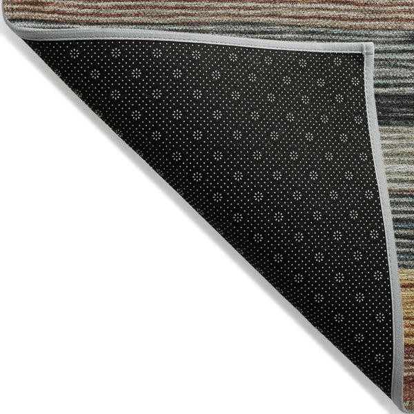 HomeRoots 5' Stylish Beige Gold & Brown Striped Washable Area Rug for Indoor & Outdoor Spaces, Durable Design 10' X 14' 618255