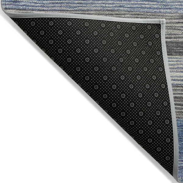 HomeRoots 5' Denim Blue Beige Taupe Striped Washable Area Rug - Durable Indoor Outdoor Design for All Spaces 5' X 8' 618257