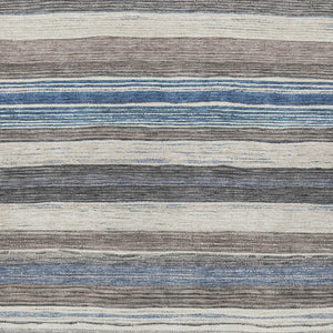 HomeRoots 5' Denim Blue Beige Taupe Striped Washable Area Rug - Durable Indoor Outdoor Design for All Spaces 8' X 10' 618259