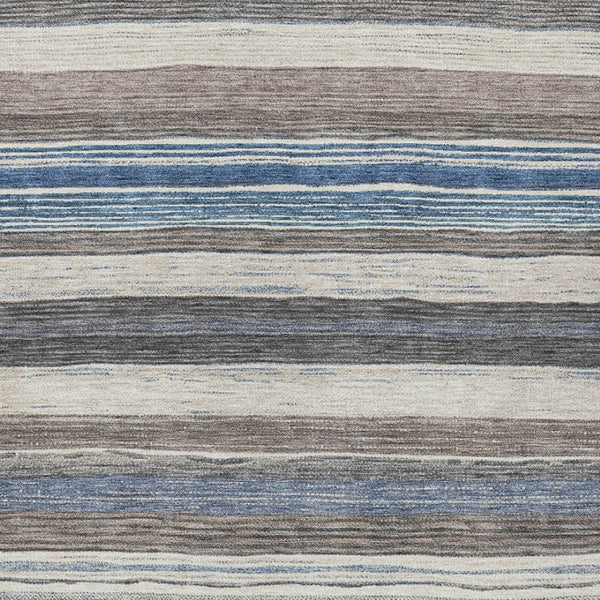 HomeRoots 5' Denim Blue Beige Taupe Striped Washable Area Rug - Durable Indoor Outdoor Design for All Spaces 8' X 10' 618259