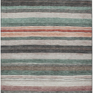 HomeRoots 5' Coastal-Inspired Striped Area Rug in Pale Aqua, Copper & Taupe - Durable, Washable & Stylish! 5' X 8' 618263
