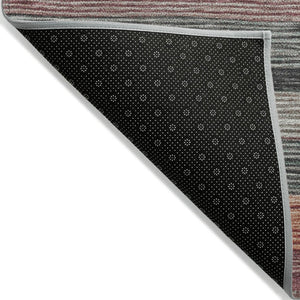 HomeRoots 5' Coastal-Inspired Striped Area Rug in Pale Aqua, Copper & Taupe - Durable, Washable & Stylish! 5' X 8' 618263