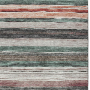 HomeRoots 5' Coastal-Inspired Striped Area Rug in Pale Aqua, Copper & Taupe - Durable, Washable & Stylish! 5' X 8' 618263