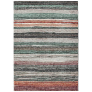 HomeRoots 5' Coastal-Inspired Striped Area Rug in Pale Aqua, Copper & Taupe - Durable, Washable & Stylish! 8' X 10' 618265
