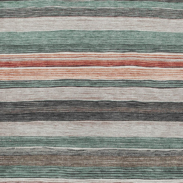HomeRoots 5' Coastal-Inspired Striped Area Rug in Pale Aqua, Copper & Taupe - Durable, Washable & Stylish! 8' X 10' 618265