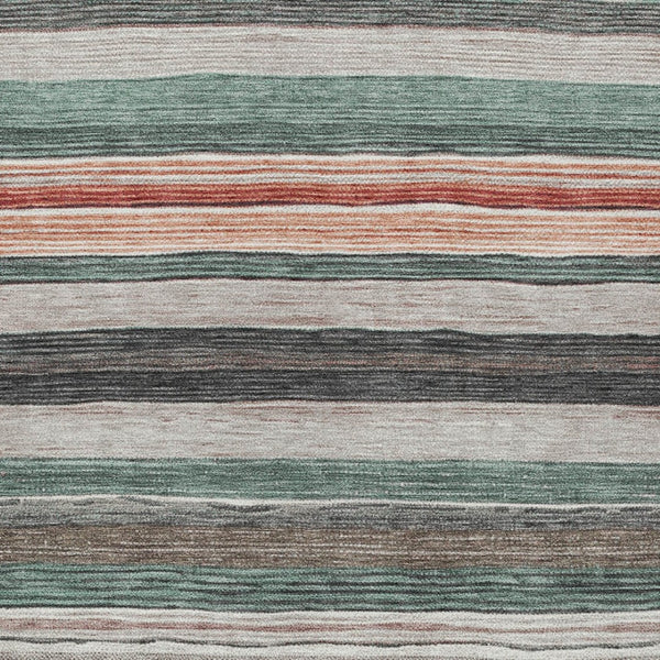 HomeRoots 5' Coastal-Inspired Striped Area Rug in Pale Aqua, Copper & Taupe - Durable, Washable & Stylish! 10' X 14' 618267