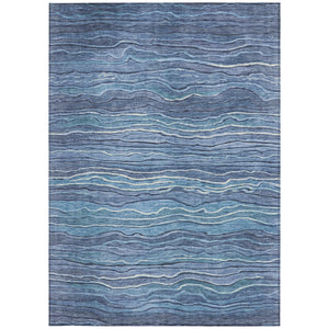 Homeroots 3' Indoor Outdoor Abstract Area Rug - Washable, Stain Resistant, Perfect For High Traffic Spaces Blue Polyester 618268