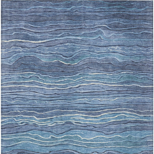 Homeroots 3' Indoor Outdoor Abstract Area Rug - Washable, Stain Resistant, Perfect For High Traffic Spaces Blue Polyester 618268