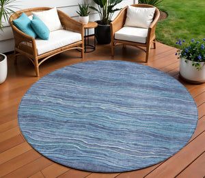 Homeroots 3' Indoor Outdoor Abstract Area Rug - Washable, Stain Resistant, Perfect For High Traffic Spaces Blue Polyester 618270
