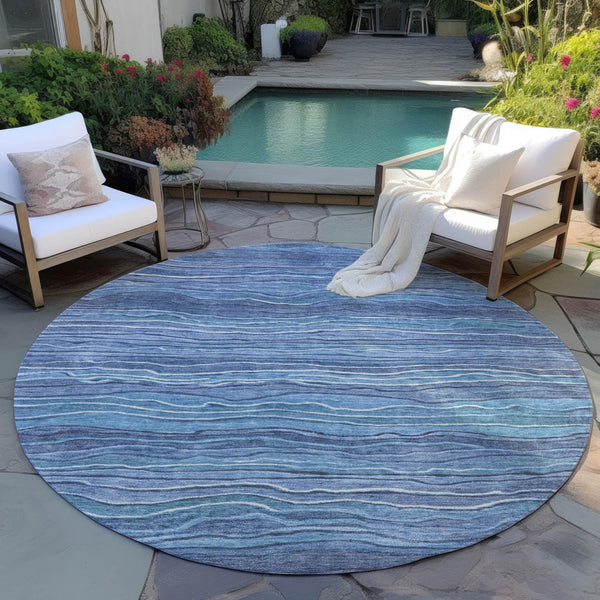 Homeroots 3' Indoor Outdoor Abstract Area Rug - Washable, Stain Resistant, Perfect For High Traffic Spaces Blue Polyester 618270