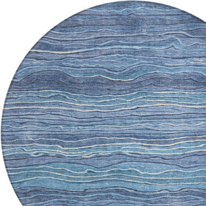 Homeroots 3' Indoor Outdoor Abstract Area Rug - Washable, Stain Resistant, Perfect For High Traffic Spaces Blue Polyester 618270