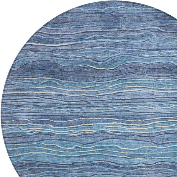 Homeroots 3' Indoor Outdoor Abstract Area Rug - Washable, Stain Resistant, Perfect For High Traffic Spaces Blue Polyester 618270