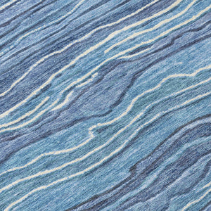 Homeroots 3' Indoor Outdoor Abstract Area Rug - Washable, Stain Resistant, Perfect For High Traffic Spaces Blue Polyester 618270