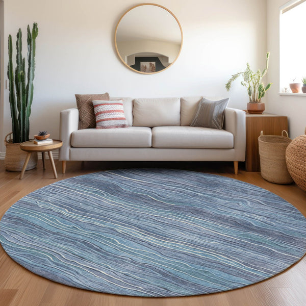 Homeroots 3' Indoor Outdoor Abstract Area Rug - Washable, Stain Resistant, Perfect For High Traffic Spaces Blue Polyester 618270