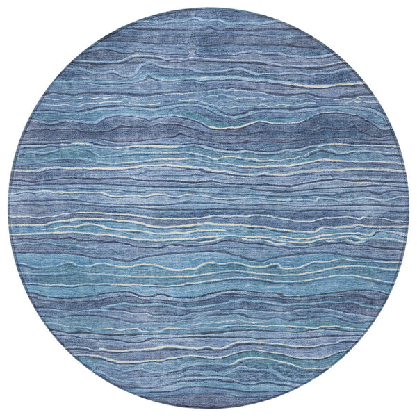 Homeroots 3' Indoor Outdoor Abstract Area Rug - Washable, Stain Resistant, Perfect For High Traffic Spaces Blue Polyester 618270