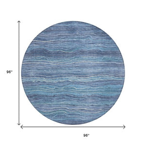 Homeroots 3' Indoor Outdoor Abstract Area Rug - Washable, Stain Resistant, Perfect For High Traffic Spaces Blue Polyester 618270