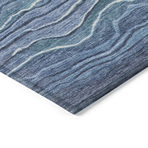 Homeroots 3' Indoor Outdoor Abstract Area Rug - Washable, Stain Resistant, Perfect For High Traffic Spaces Blue Polyester 618271