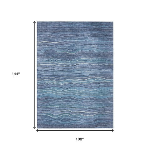 Homeroots 3' Indoor Outdoor Abstract Area Rug - Washable, Stain Resistant, Perfect For High Traffic Spaces Blue Polyester 618272