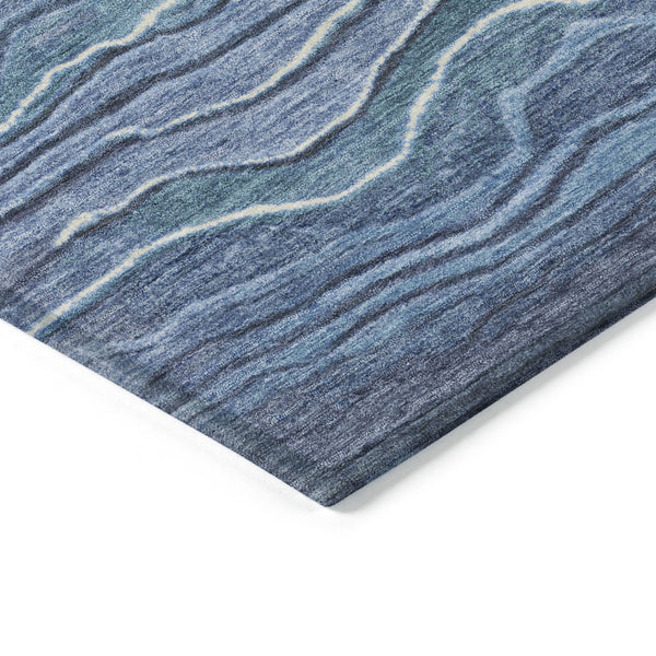 Homeroots 3' Indoor Outdoor Abstract Area Rug - Washable, Stain Resistant, Perfect For High Traffic Spaces Blue Polyester 618272