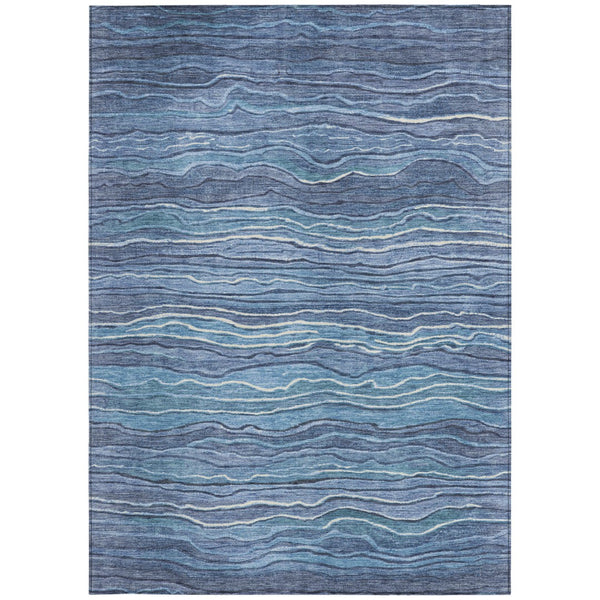 Homeroots 3' Indoor Outdoor Abstract Area Rug - Washable, Stain Resistant, Perfect For High Traffic Spaces Blue Polyester 618272