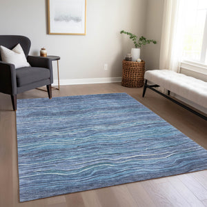 Homeroots 3' Indoor Outdoor Abstract Area Rug - Washable, Stain Resistant, Perfect For High Traffic Spaces Blue Polyester 618272